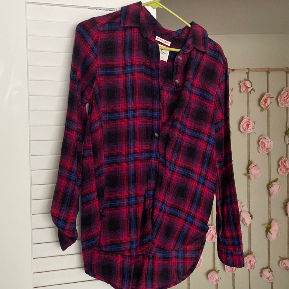Pink/blue plaid flannel!